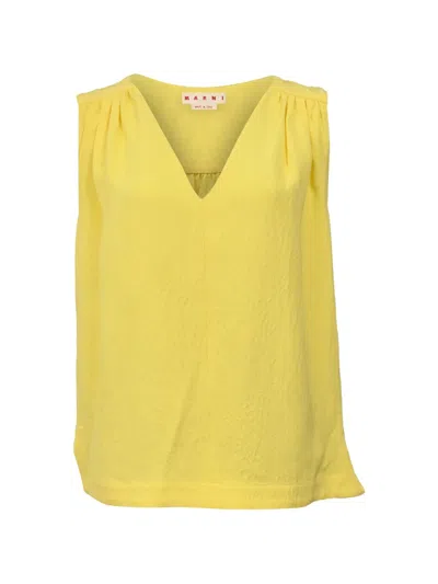 Pre-owned Marni Jacquard Ruched Top In Yellow