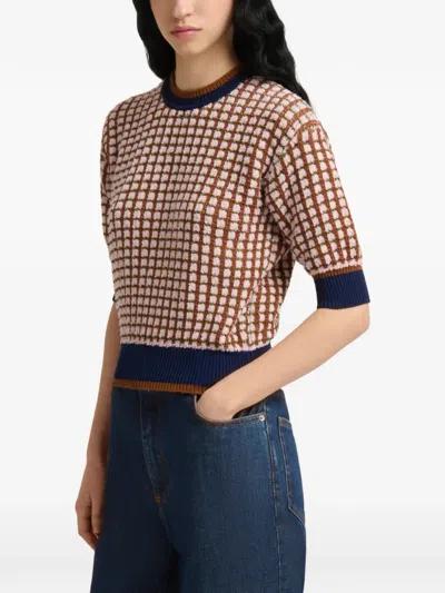 Marni Jacquard Tweed Sweatshirt In Brown