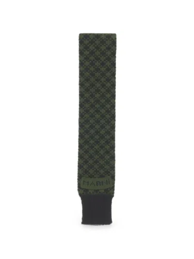 Marni Jacquard-knit Ribbed-edge Scarf In Green