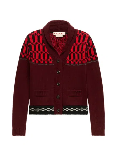 Marni Cardigan Mit Jacquardmuster In Rot