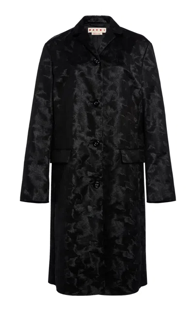 Marni Jacquard-woven Midi Coat In Black