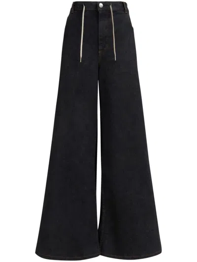 Marni Wide Leg Drawstring Jeans In Black