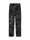 Marni Black Flocked Denim Wide-leg Jeans With Crayon Print In Black
