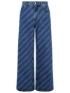 Marni Cotton Jeans Stripe Diagonal Five-pocket Wide-leg In Blue