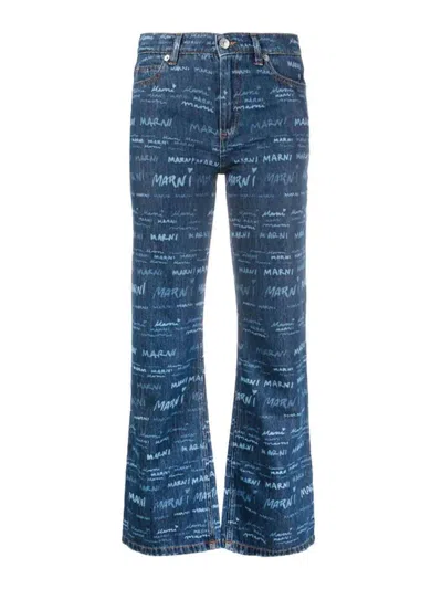Marni Jeans With Logo In Blue
