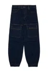 Marni Dark Marbled Cargo Jeans With Pockets In Blue