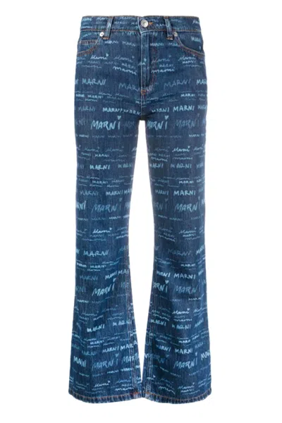 Marni Jeans With Logo In Blue