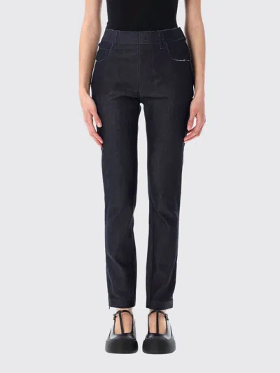 Marni Slim Denim Trousers Contrast Stitching In Blue