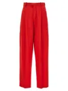 Marni Pleated Wool Trousers With Belt Loops In Red