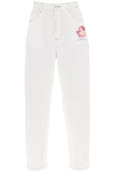MARNI MARNI "JEANS WITH EMBROIDERED LOGO AND FLOWER PATCH
