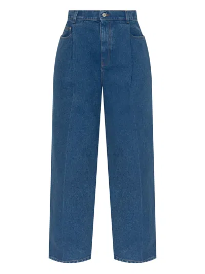 Marni Wide-leg Trousers With Pockets And Pleats In Blue