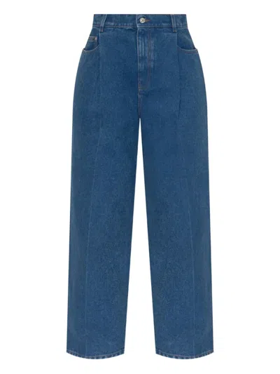 Marni Wide-leg Trousers With Pockets And Pleats In Blue