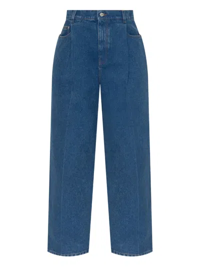 Marni Jeans With Logo Appliqué In Blue