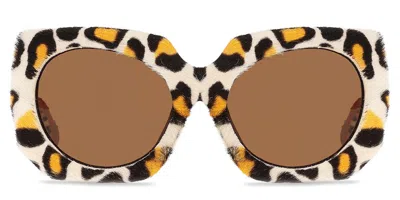 Marni Jellyfish Lake Delacouri Leopard 0zt Men's Sunglasses White Size 56 In Brown