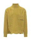 Marni Mustard Virgin Wool Turtleneck Sweater In Yellow