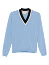 Marni V-neck Wool Sweater In Blue