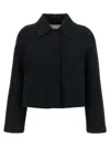 Marni Button-front Jersey Jacket With Classic Collar In Black