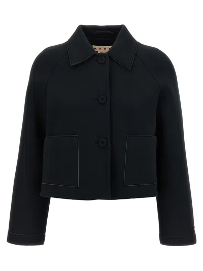 Marni Jersey Jacket Puffer Jackets Black In Gray