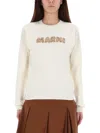 Marni Jersey T-shirt With Scribbled Logo In Neutral