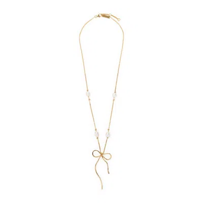 Marni Brass And Pearl Necklace Women In Gold