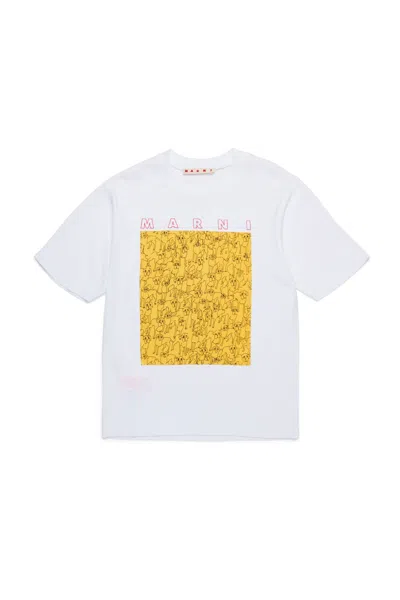 Marni T-shirt Con Stampa Joy Logo In White