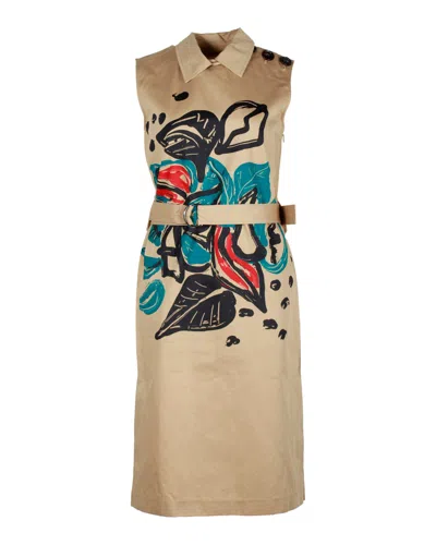 Marni Jungle Liz Print Dress In Khaki Cotton In Multi