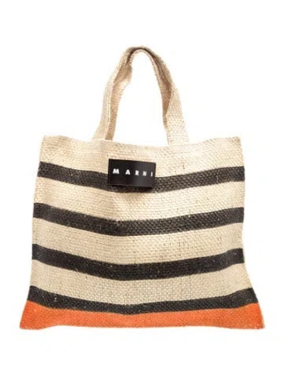 Pre-owned Marni Jute Tote In Neutral