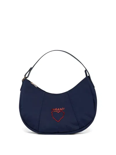 Marni Kids' Kanga Heart-embroidered Shoulder Bag In Pattern