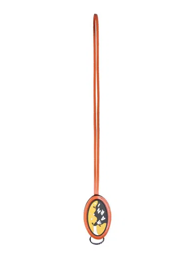 Marni Men Key Ring With Logo Patch In Orange