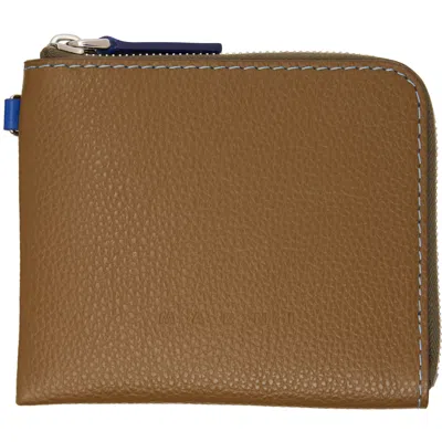 Marni Khaki Contrast Stitching Leather Zip Wallet In 00v29 Mud