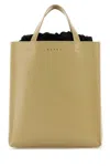 Marni Khaki Leather Small Museo Handbag In Brown