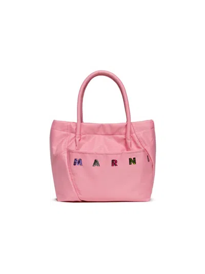 Marni Kid's Nylon Shopping Tote Bag In Purple
