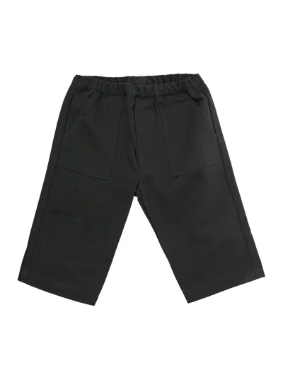 Marni Kids Baby Girl Cotton Pants With Patch Pockets And Back Logo In Black