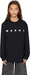 Marni Kids Long Sleeve Crew Neck T-shirt In Black