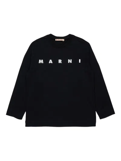 Marni Kids Black Crew-neck Long-sleeve T-shirt