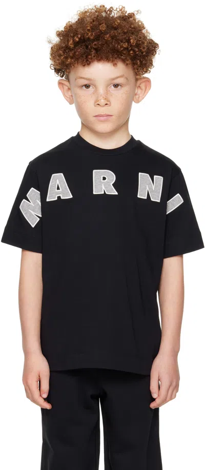 Marni Kids Black Logo Appliqué T-shirt