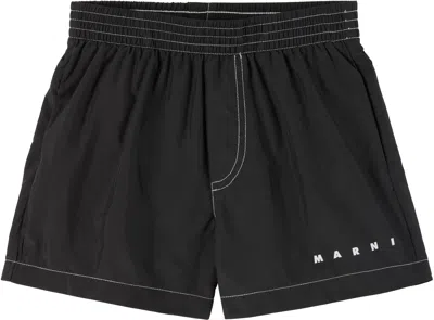 Marni Kids Black Logo Swim Shorts