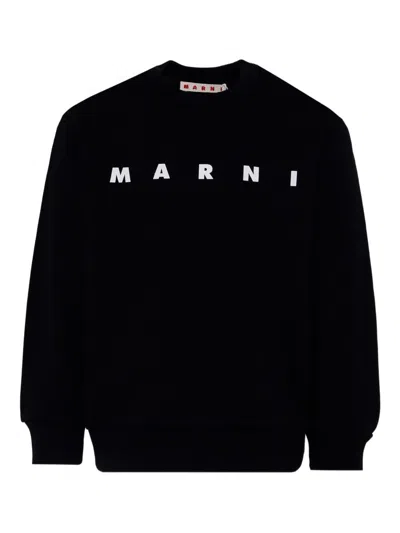 Marni Logo Print Crewneck Sweatshirt Kids In Black