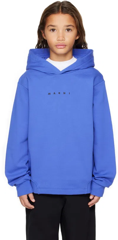 Marni Kids Blue Cotton Hoodie