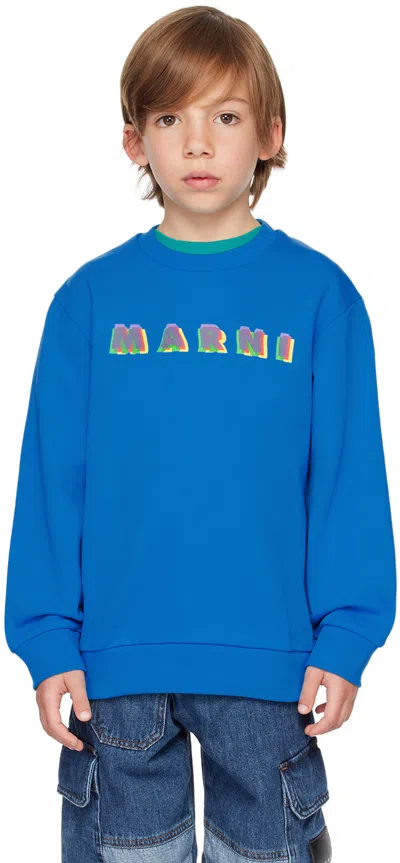 Marni Kids Blue Crewneck Sweatshirt In 0m846