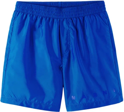 Marni Kids Blue Printed Swim Shorts In 0m846