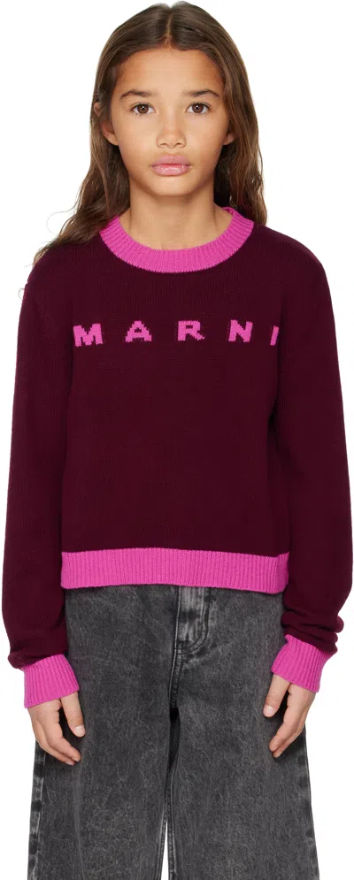 Marni Kids Burgundy Wool & Cashmere Sweater