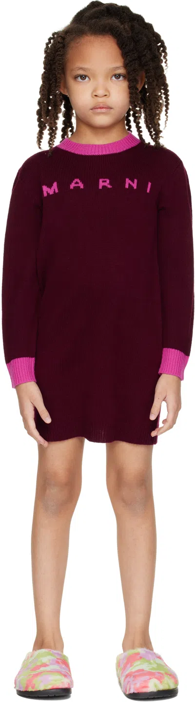 Marni Kids Burgundy Wool Dress
