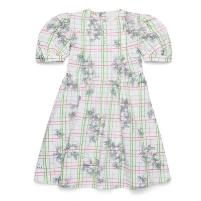 MARNI MARNI KIDS CHECKED BALLOON SLEEVED DRESS