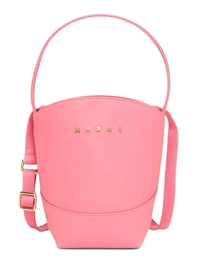 Marni Kids Crossbody Mini Handbag With Floral Details For Baby Girl In Pink