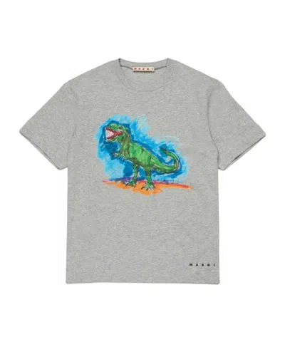 Marni Kids Dinosaur Print T-shirt In Gray