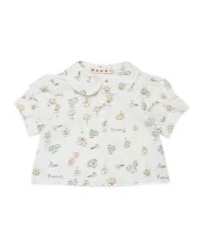 Marni Kids Floral Printed Short-sleeved Shirt In White