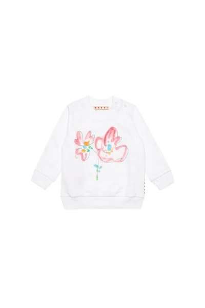 Marni Kids Floral Printed Sweatshirt In White