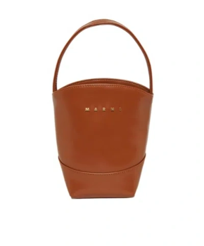 Marni Kids Flower Basket Bag In Brown