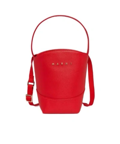 Marni Kids Flower Basket Shoulder Bag In Red